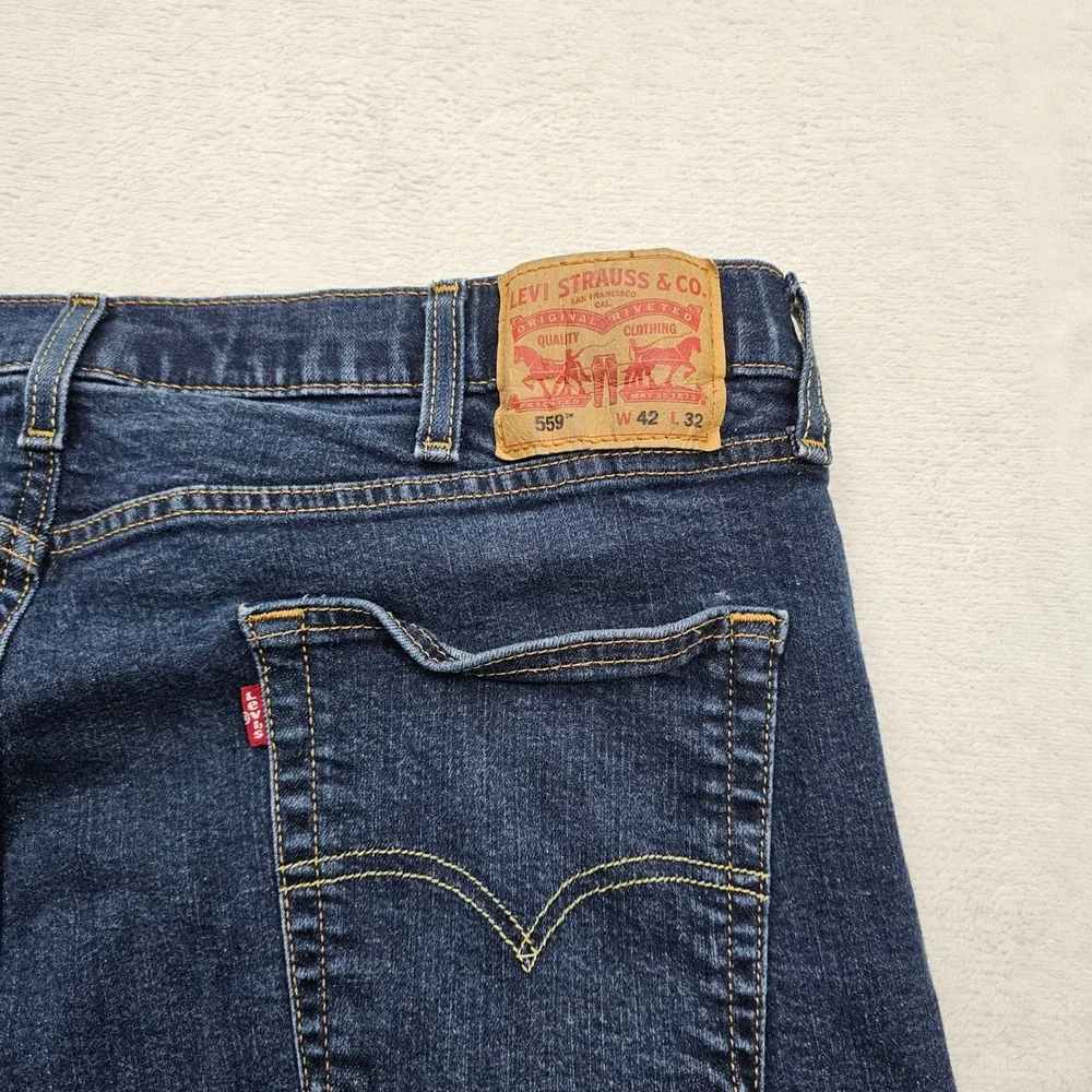 Levis 559 Relaxed Straight Jeans Mens 40x29 Blue Stretch Casual Classic READ
